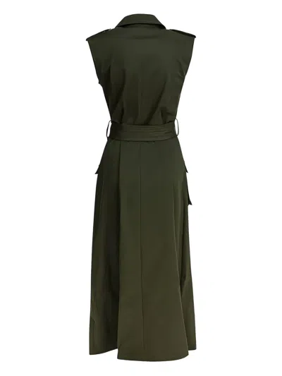 Elie Saab Gabardine Midi Dress Palm Shade40 In Green