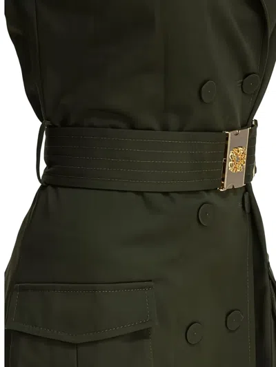 Elie Saab Gabardine Midi Dress Palm Shade40 In Green