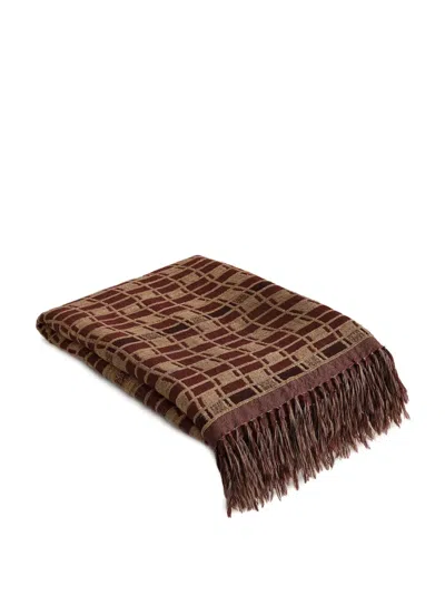 Soho Home Erin Geometric-pattern Fringed Throw In Brown