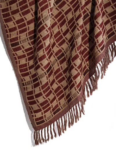 Soho Home Erin Geometric-pattern Fringed Throw In Brown