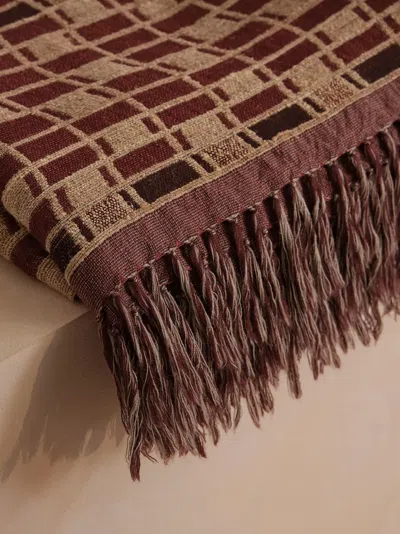 Soho Home Erin Geometric-pattern Fringed Throw In Brown