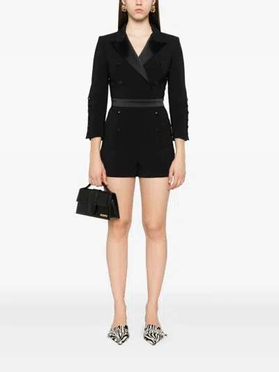 Elisabetta Franchi Short Jumpsuit With Button Detailing And Long Sleeves In Black