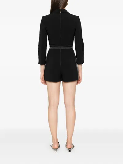 Elisabetta Franchi Short Jumpsuit With Button Detailing And Long Sleeves In Black