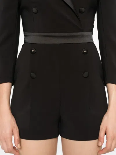 Elisabetta Franchi Short Jumpsuit With Button Detailing And Long Sleeves In Black
