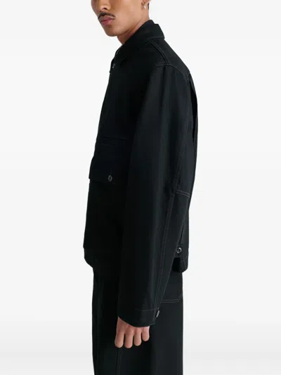 Lemaire Collared Boxy Jacket Front Pockets Stitching In Black