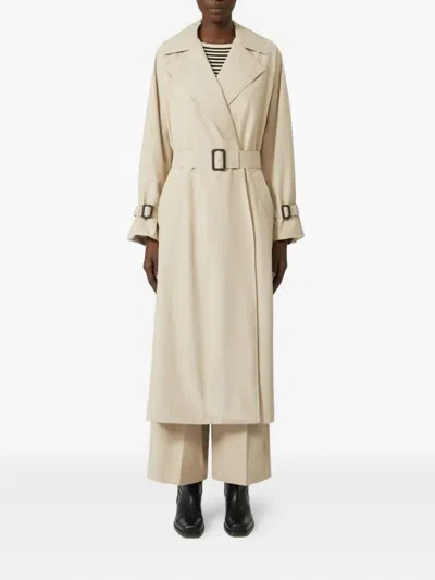 Weekend Max Mara Max Mara Weekend Long Waterproof Jacket In Barley With Belt In Neutral