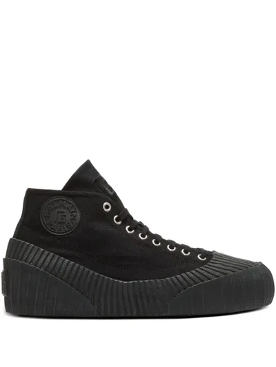 Balmain Riff Low Canvas Sneakers In Black