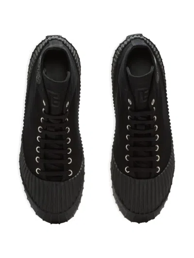 Balmain Riff Low Canvas Sneakers In Black