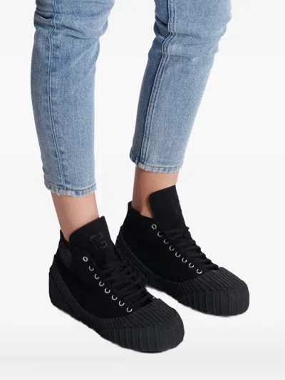 Balmain Riff Low Canvas Sneakers In Black