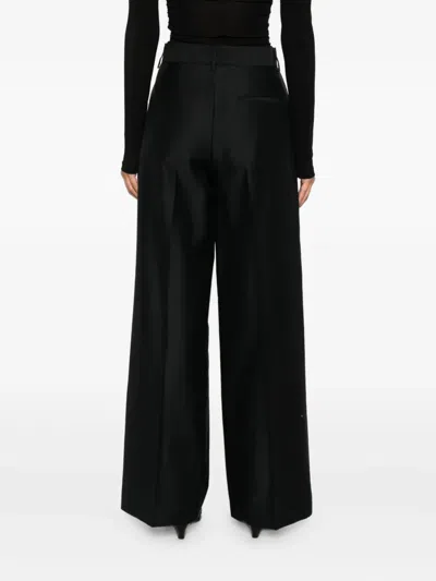 Alberta Ferretti Wide-leg Wool Blend Trousers With High Waist In Black