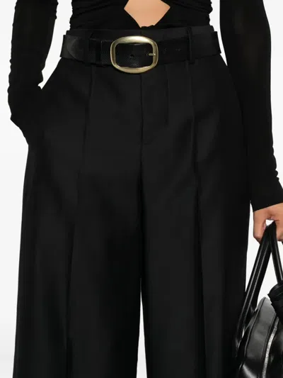 Alberta Ferretti Wide-leg Wool Blend Trousers With High Waist In Black