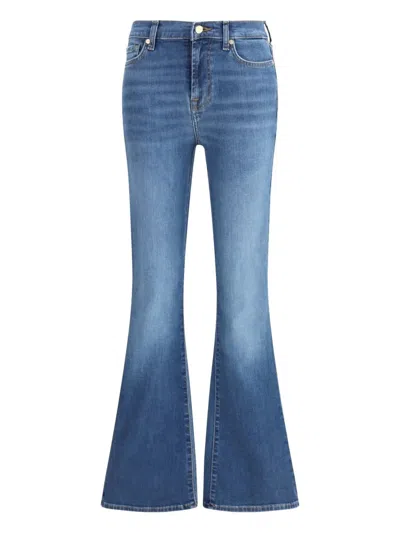 7 For All Mankind High Waist Flared Slim Leg Trousers In Blue