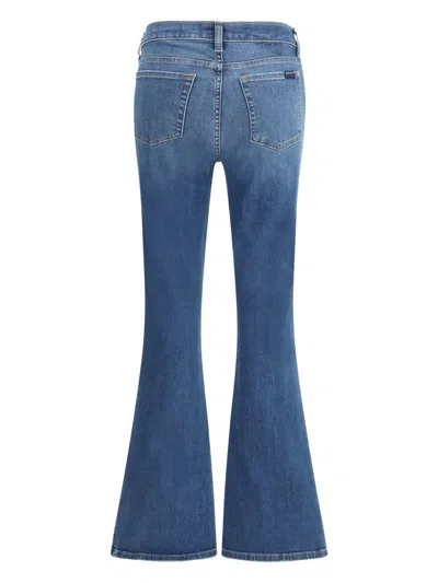 7 For All Mankind High Waist Flared Slim Leg Trousers In Blue