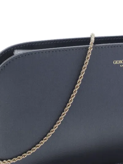 Giorgio Armani Chain Strap Rectangular Satin Handbag In Gray