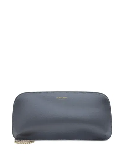 Giorgio Armani Chain Strap Rectangular Satin Handbag In Gray