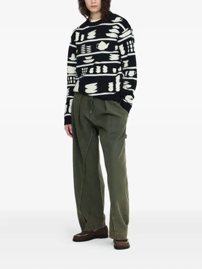 Jw Anderson J. W. Anderson Knit Sweater With Kitchenware Motifs In Black