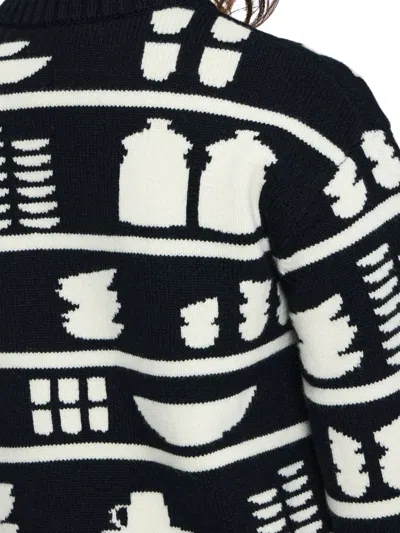 Jw Anderson J. W. Anderson Knit Sweater With Kitchenware Motifs In Black