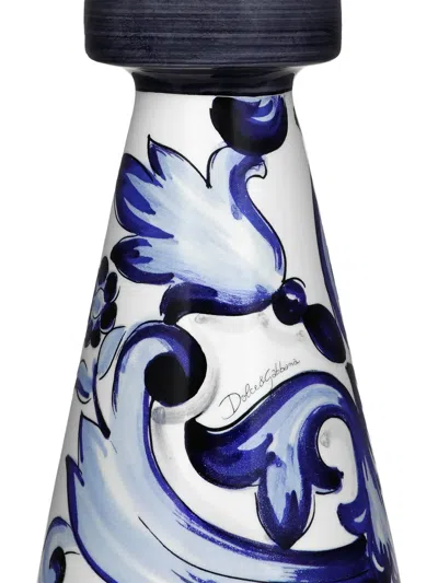 Dolce & Gabbana Large Floral-print Candle Holder In Blue