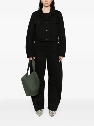 Lemaire Button-fastening Flap-pocket Jacket In Black