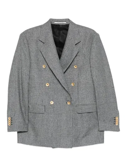 Tagliatore Double-breasted Jacket In Prince Of Wales Wool In Gray