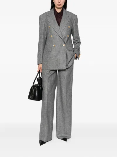 Tagliatore Double-breasted Jacket In Prince Of Wales Wool In Gray