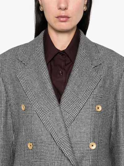Tagliatore Double-breasted Jacket In Prince Of Wales Wool In Gray
