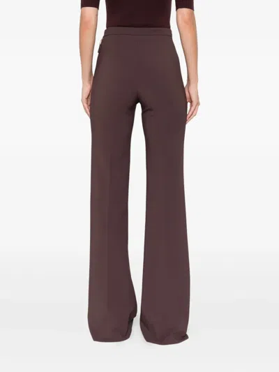 Elisabetta Franchi High-waisted Flared Pants With Decorative Button Details In Burgundy