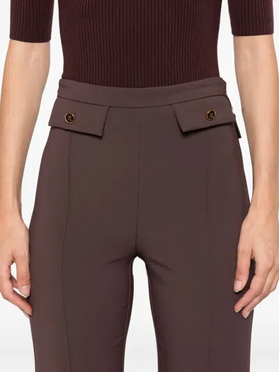 Elisabetta Franchi High-waisted Flared Pants With Decorative Button Details In Burgundy