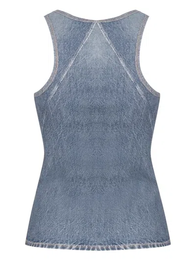Rag & Bone Denim-effect Racerback Top In Blue