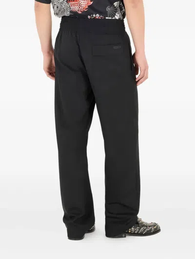 Roberto Cavalli Elasticated-waist Virgin-wool Trousers In Black