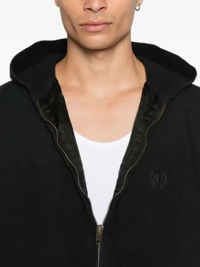 Balenciaga Hooded Zip-up Jacket For Men In Black