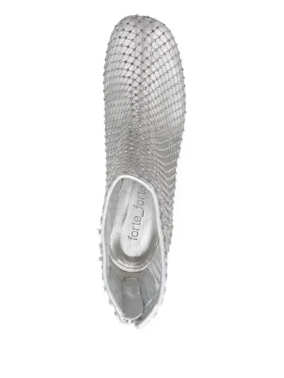 Forte Forte Strass Mesh Chic Anckle Boots In Gray