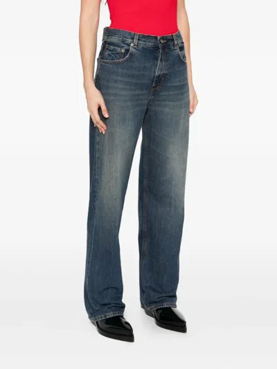 Haikure Regular Leg Denim Trousers With Five Pockets In Blue