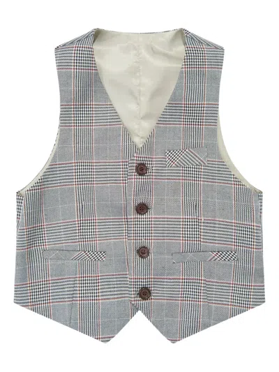 格纹三件式西装套装