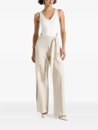 Manière De Voir Noah Plunge-neck High-leg Bodysuit In White