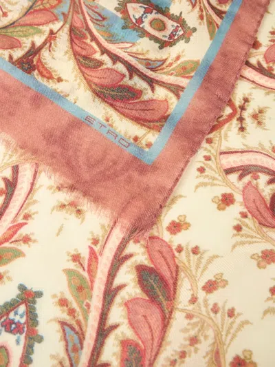 Etro Wool And Cashmere Scarf With Placed Print In Multi