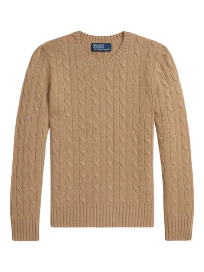 Polo Ralph Lauren Kids' Cable-knit Cashmere Sweater In Camel Melange