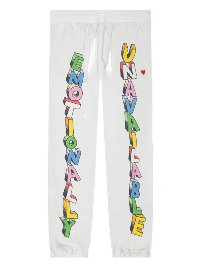 Emotionally Unavailable Wordplay Sweatpants In White