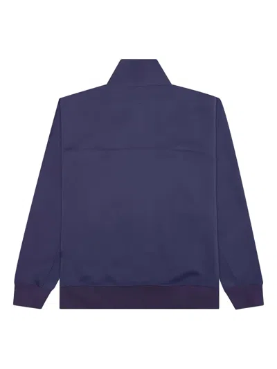 South2 West8 High Collar Activewear Jacket With Subtle Embroidery In Blue