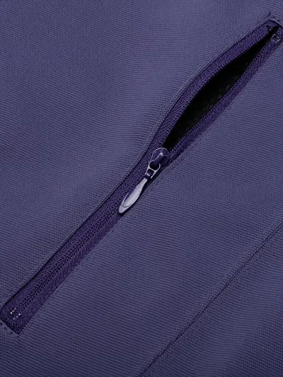 South2 West8 High Collar Activewear Jacket With Subtle Embroidery In Blue