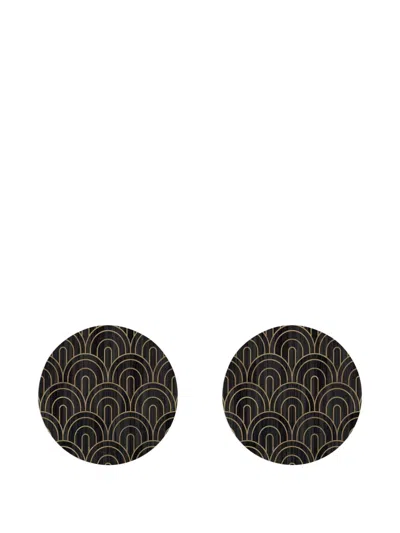 Hestialiving Deco Pattern Round Tablemats (set Of Two) In Black