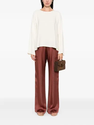 Forte Forte Relaxed Fit Long Sleeve Satin Top In White