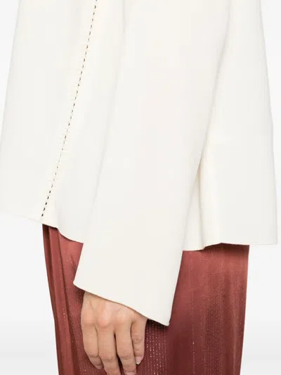 Forte Forte Relaxed Fit Long Sleeve Satin Top In White