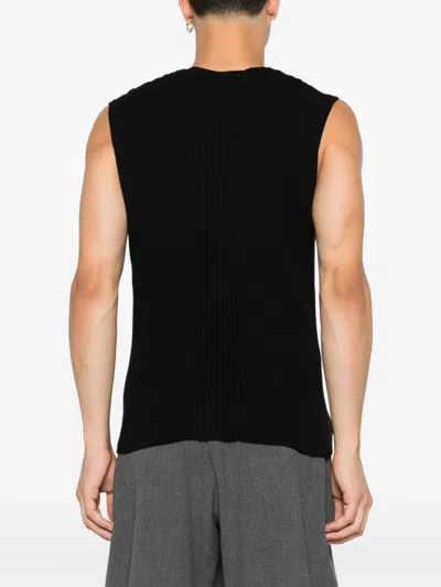 Vivienne Westwood Ribbed Sleeveless Crewneck Button Detailing In Black
