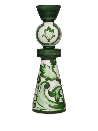 Dolce & Gabbana Large Floral-print Candle Holder In Green