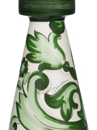 Dolce & Gabbana Large Floral-print Candle Holder In Green