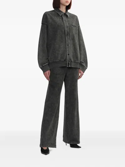 Bapy By *a Bathing Ape® Elastic-waist Embroidered Straight Trousers In Gray