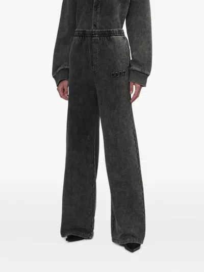 Bapy By *a Bathing Ape® Elastic-waist Embroidered Straight Trousers In Gray