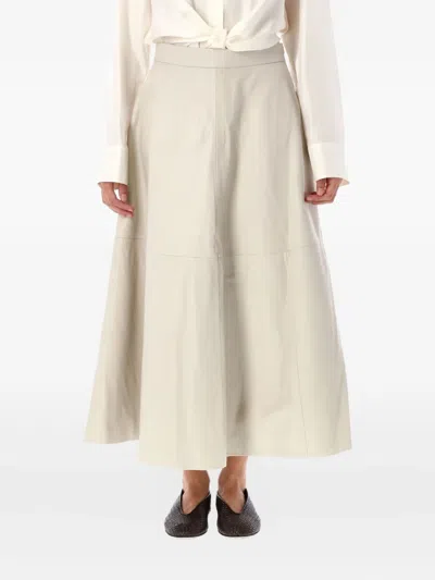 Rohe Róhe Midi Leather Skirt In Neutral
