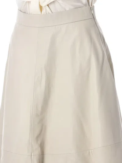 Rohe Róhe Midi Leather Skirt In Neutral